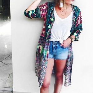 Johnny was silk button front dress/duster